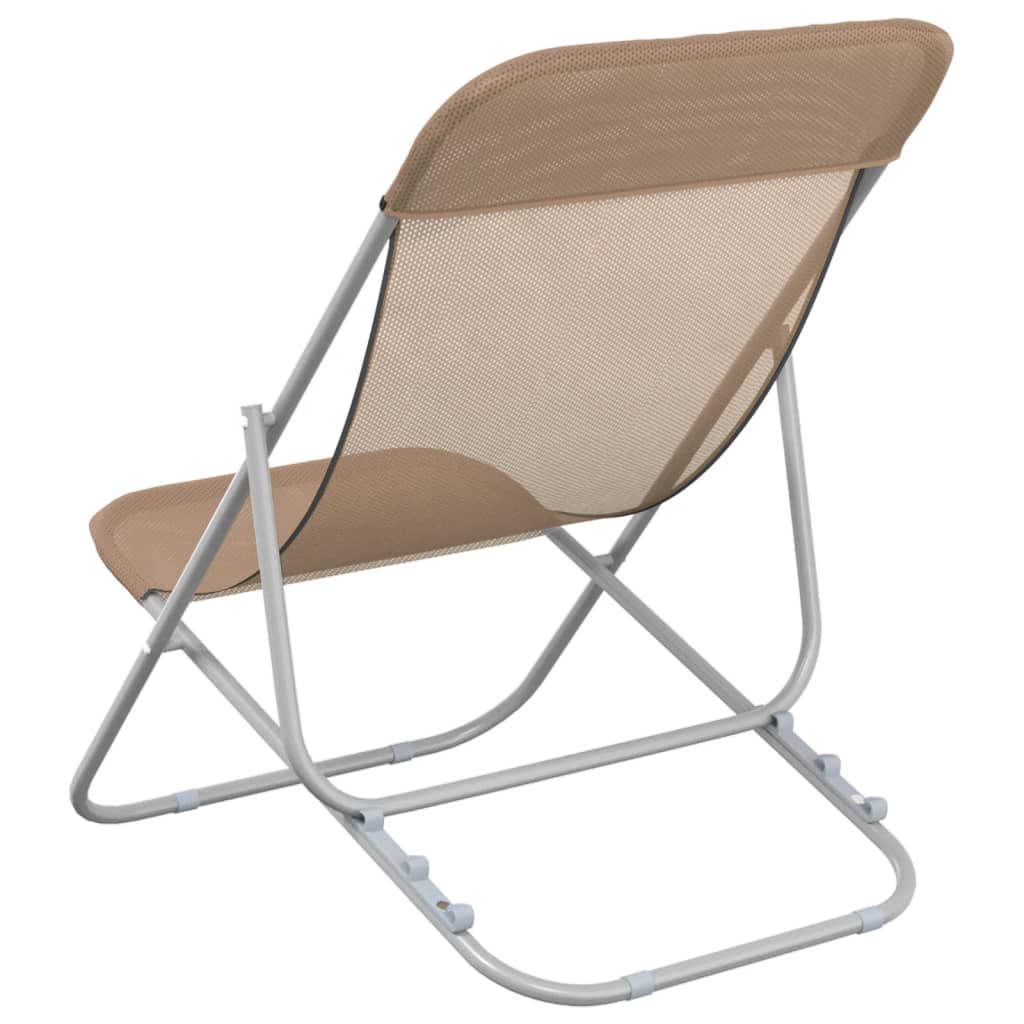 Strandstoelen 2 st textileen en gepoedercoat staal taupe is nu te koop bij PeponiXL, paradijselijk wonen!