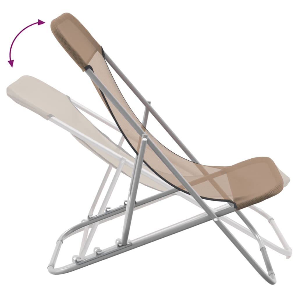 Strandstoelen 2 st textileen en gepoedercoat staal taupe is nu te koop bij PeponiXL, paradijselijk wonen!