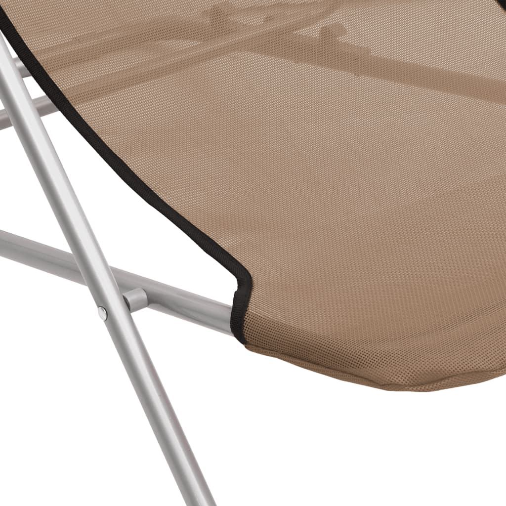 Strandstoelen 2 st textileen en gepoedercoat staal taupe is nu te koop bij PeponiXL, paradijselijk wonen!
