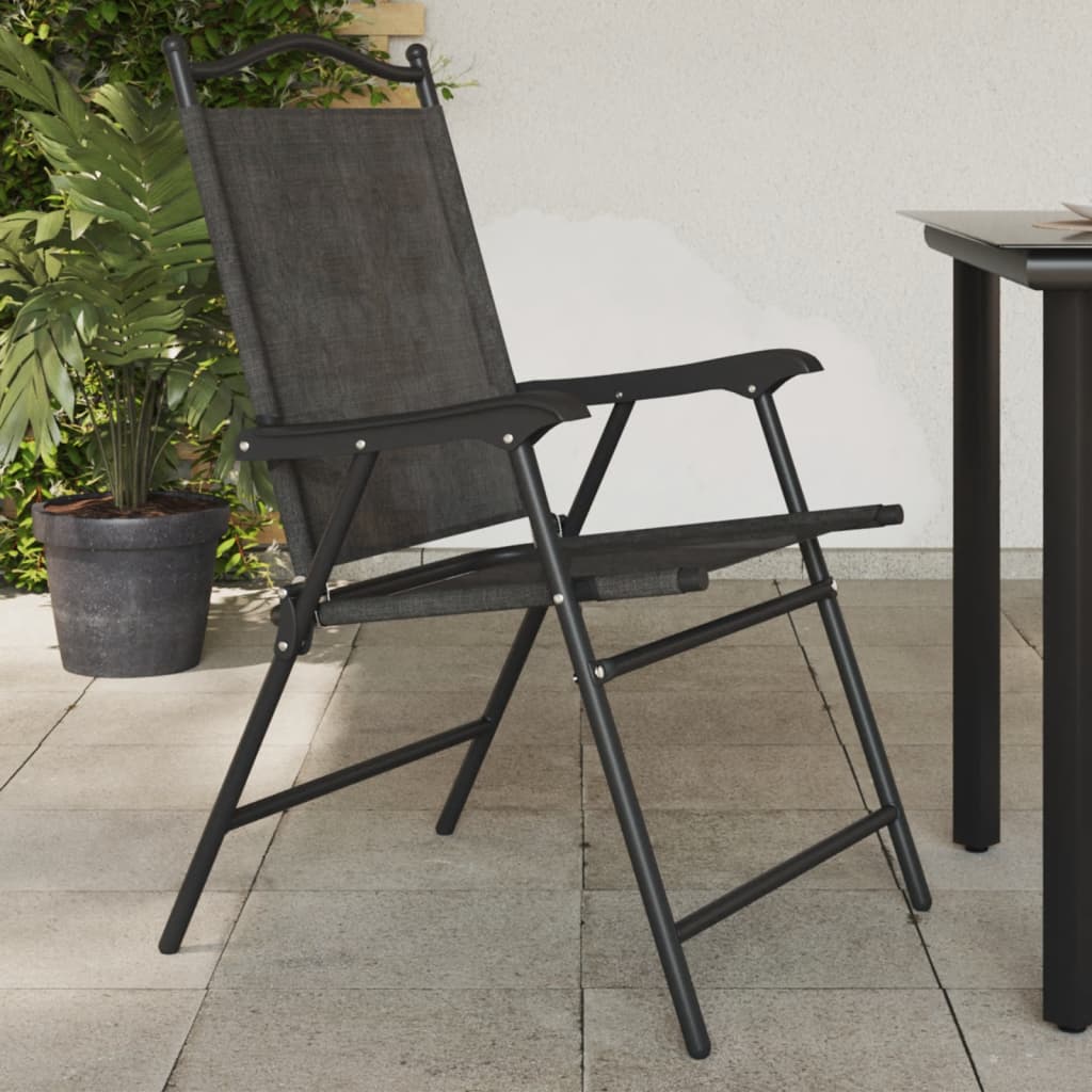 Tuinstoelen 2 st inklapbaar staal en textileen gemêleerd grijs is nu te koop bij PeponiXL, paradijselijk wonen!