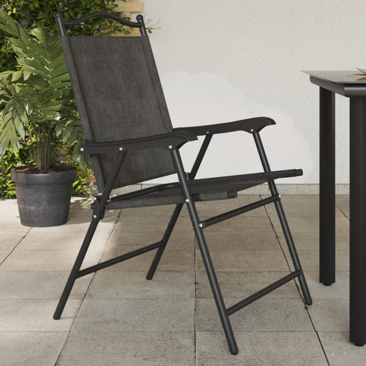 Tuinstoelen 2 st inklapbaar staal en textileen gemêleerd grijs is nu te koop bij PeponiXL, paradijselijk wonen!