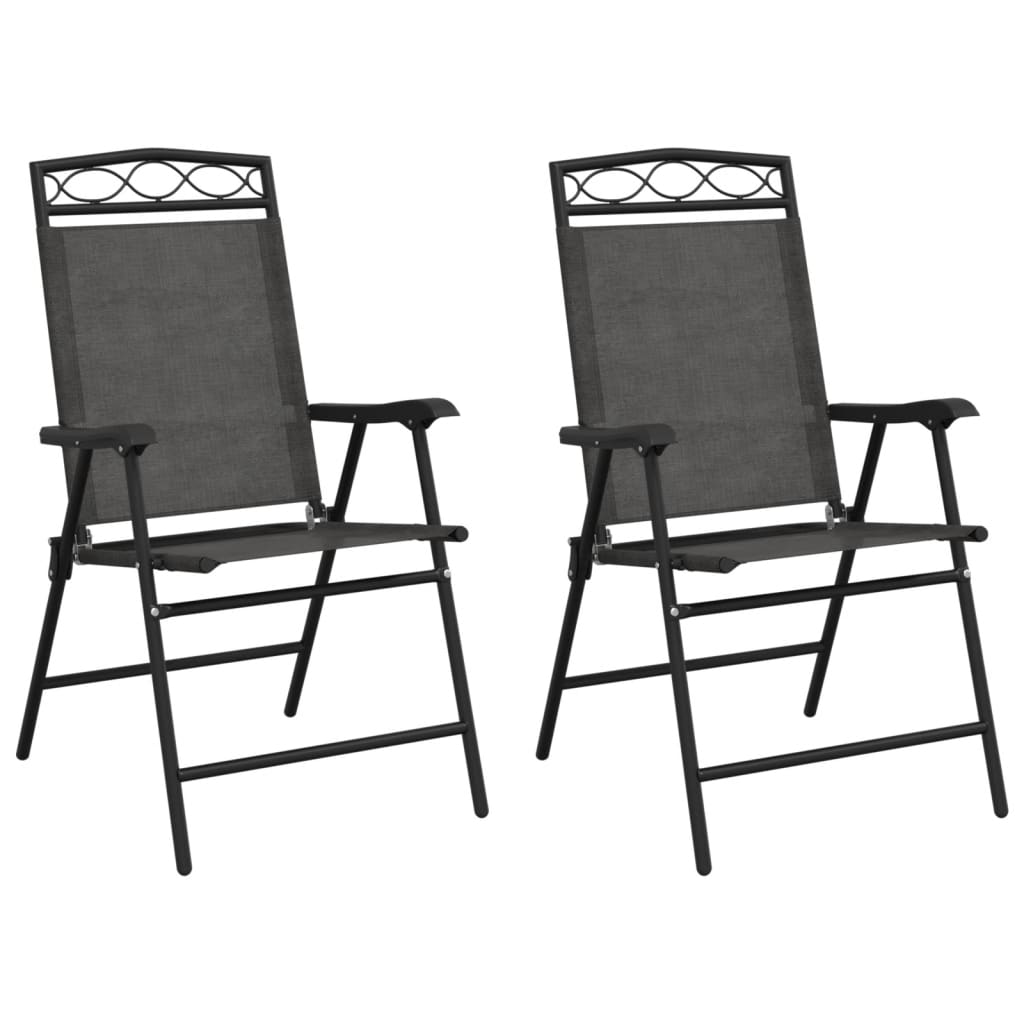 Tuinstoelen 2 st inklapbaar staal en textileen gemêleerd grijs is nu te koop bij PeponiXL, paradijselijk wonen!