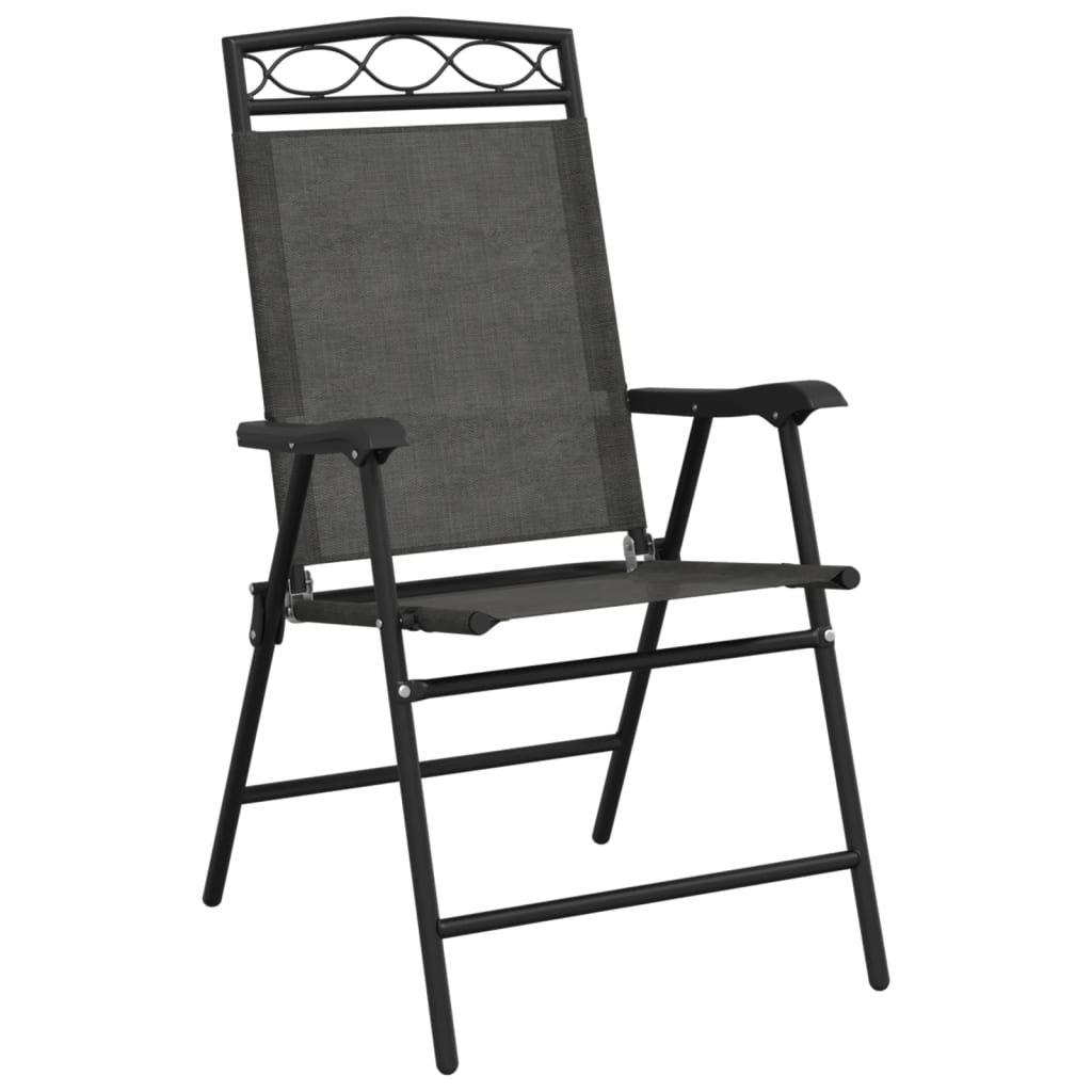 Tuinstoelen 2 st inklapbaar staal en textileen gemêleerd grijs is nu te koop bij PeponiXL, paradijselijk wonen!