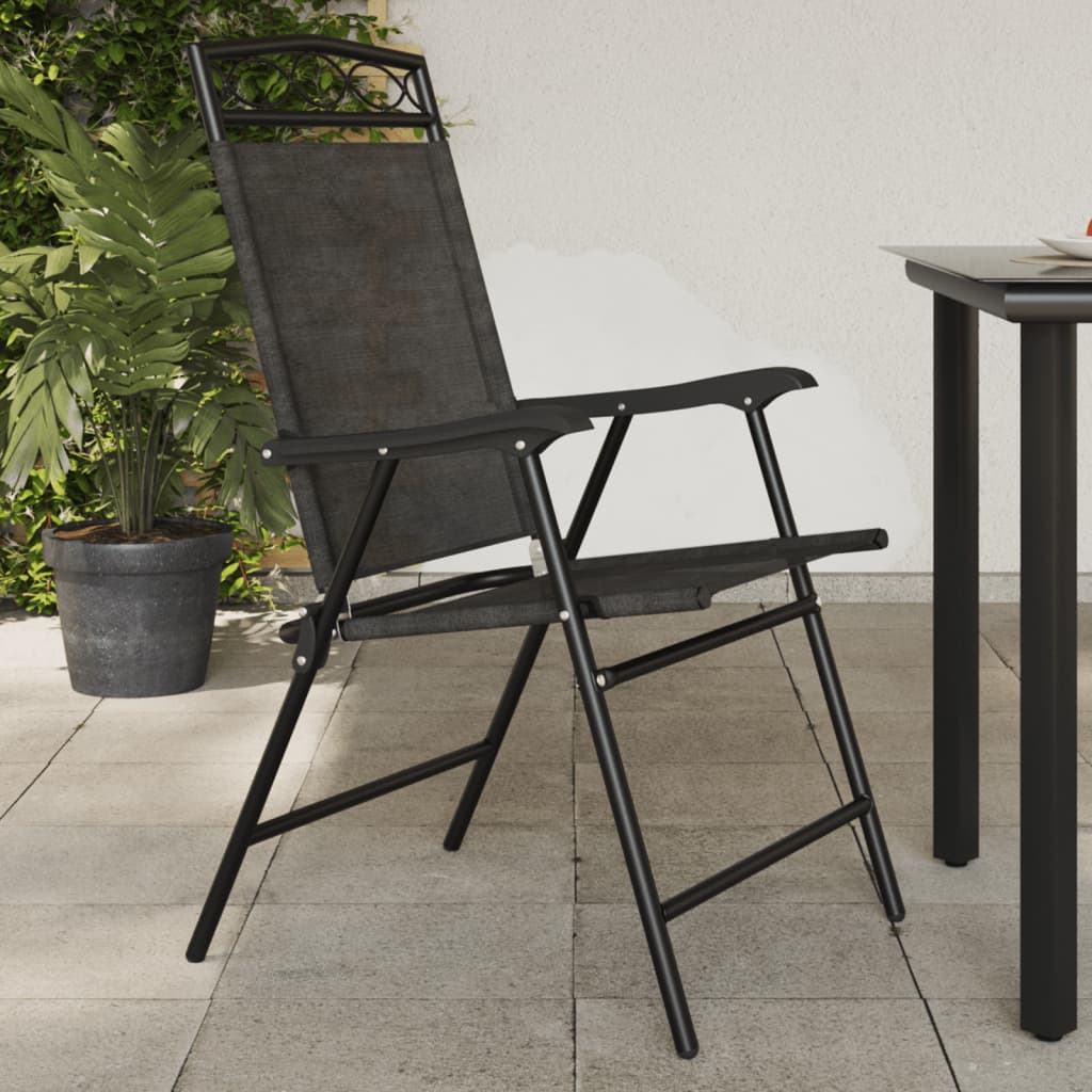 Tuinstoelen 2 st inklapbaar staal en textileen gemêleerd grijs is nu te koop bij PeponiXL, paradijselijk wonen!
