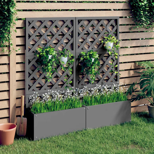 Plantenbakken met latwerk 2 st 65x33x135 cm HKC grijs is nu te koop bij PeponiXL, paradijselijk wonen!