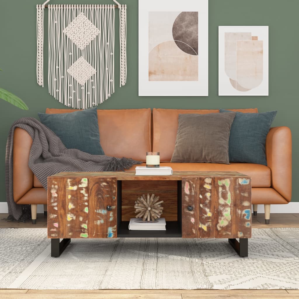 Salontafel 100x54x40 cm massief gerecycled hout en bewerkt hout is nu te koop bij PeponiXL, paradijselijk wonen!
