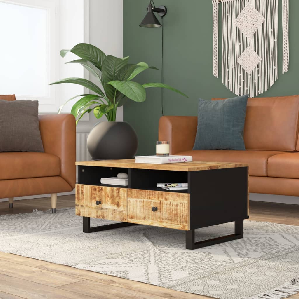 Salontafel 80x54x40 cm massief mangohout en bewerkt hout is nu te koop bij PeponiXL, paradijselijk wonen!