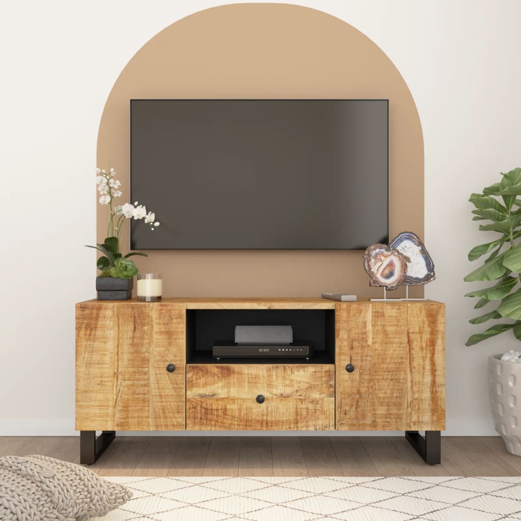 Tv-meubel 105x33,5x46 cm massief mangohout en bewerkt hout is nu te koop bij PeponiXL, paradijselijk wonen!