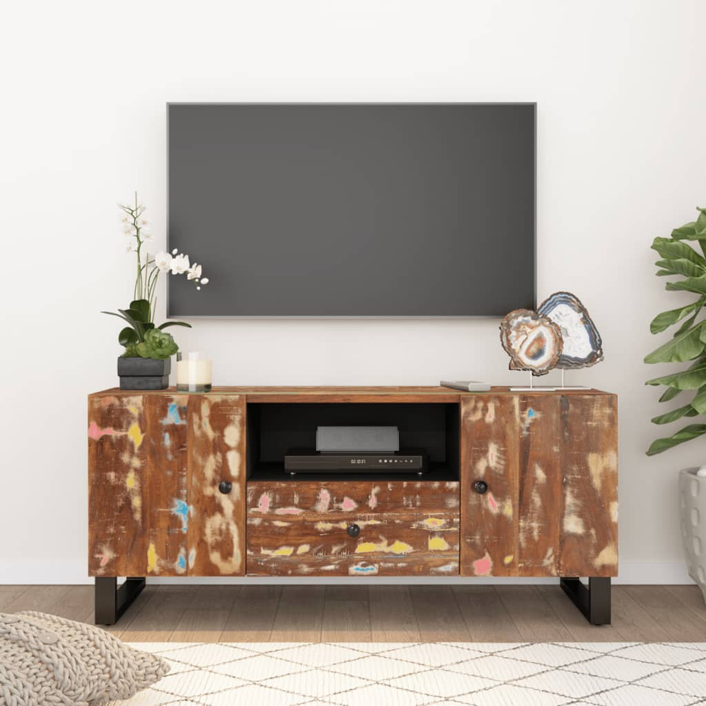 Tv-meubel 105x33,5x46 cm massief hout gerecycled bewerkt hout is nu te koop bij PeponiXL, paradijselijk wonen!