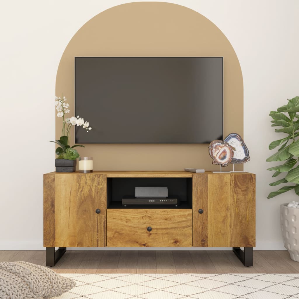 Tv-meubel 105x33,5x46 cm massief mangohout en bewerkt hout is nu te koop bij PeponiXL, paradijselijk wonen!