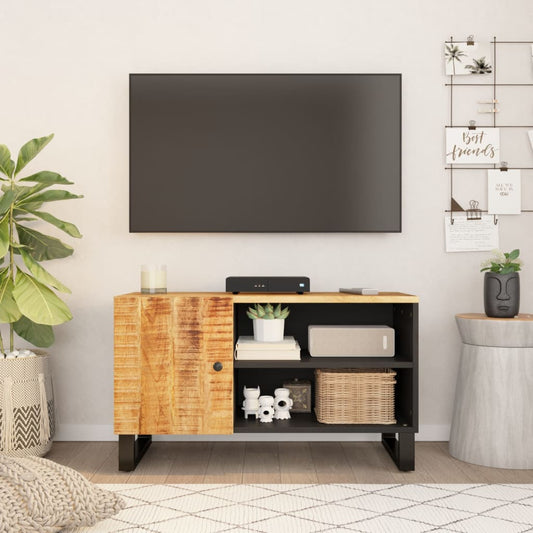 Tv-meubel 80x33x46 cm massief mangohout en bewerkt hout is nu te koop bij PeponiXL, paradijselijk wonen!