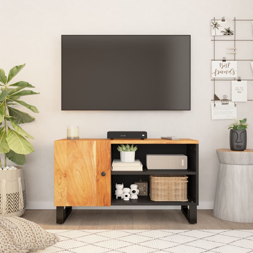 Tv-meubel 80x33x46 cm massief acaciahout en bewerkt hout is nu te koop bij PeponiXL, paradijselijk wonen!