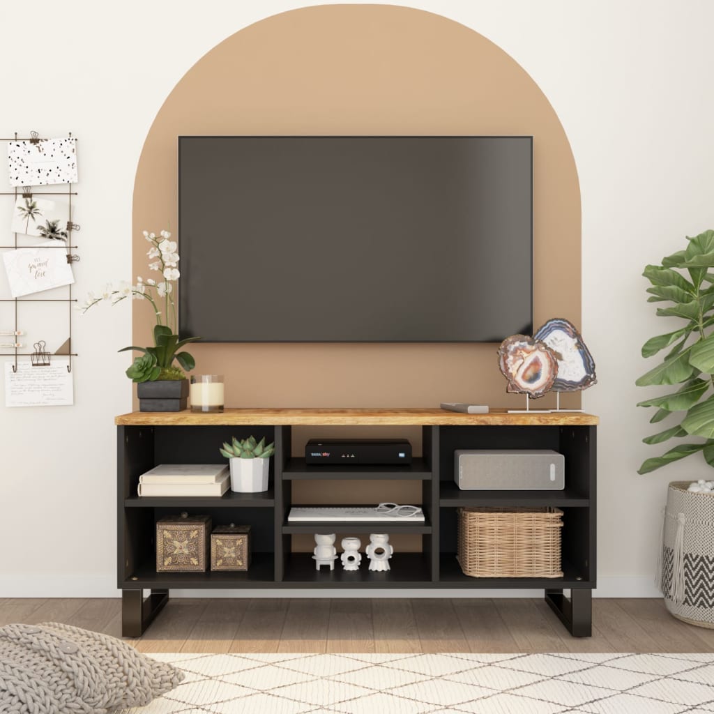 Tv-meubel 100x33x46 cm massief mangohout en bewerkt hout is nu te koop bij PeponiXL, paradijselijk wonen!