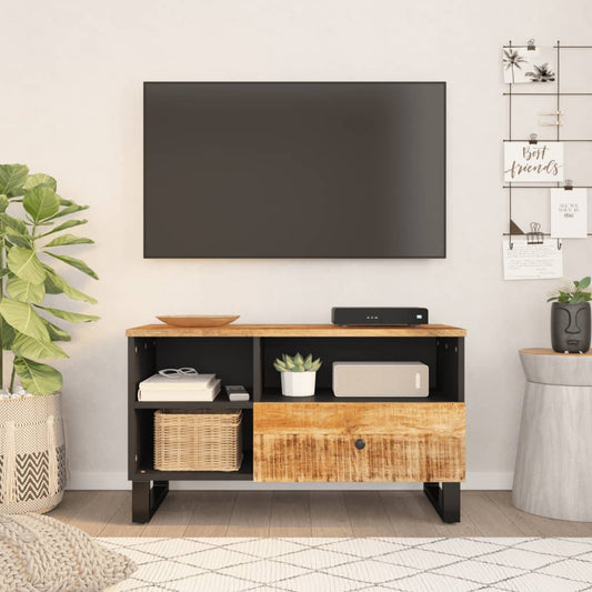 Tv-meubel 80x33x46 cm massief mangohout en bewerkt hout is nu te koop bij PeponiXL, paradijselijk wonen!