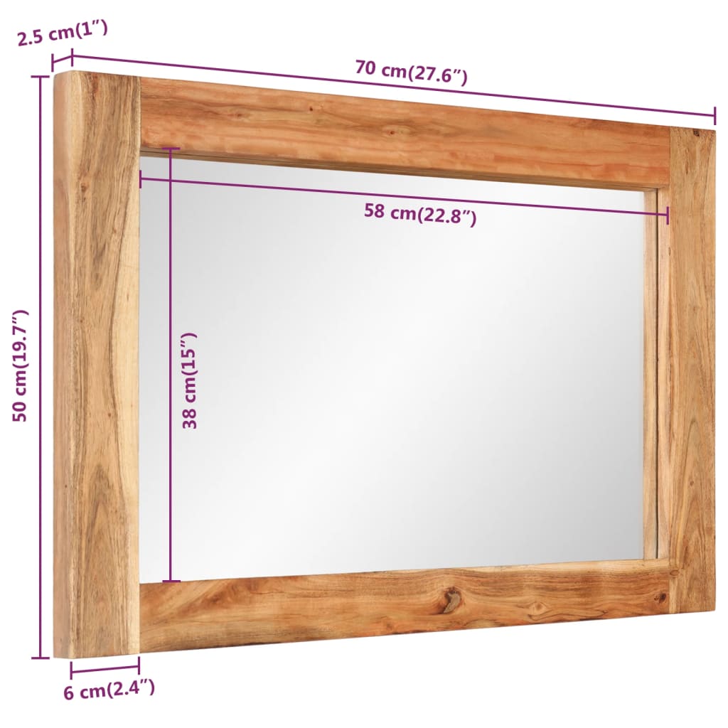 Spiegel 70x50 cm massief acaciahout en glas is nu te koop bij PeponiXL, paradijselijk wonen!