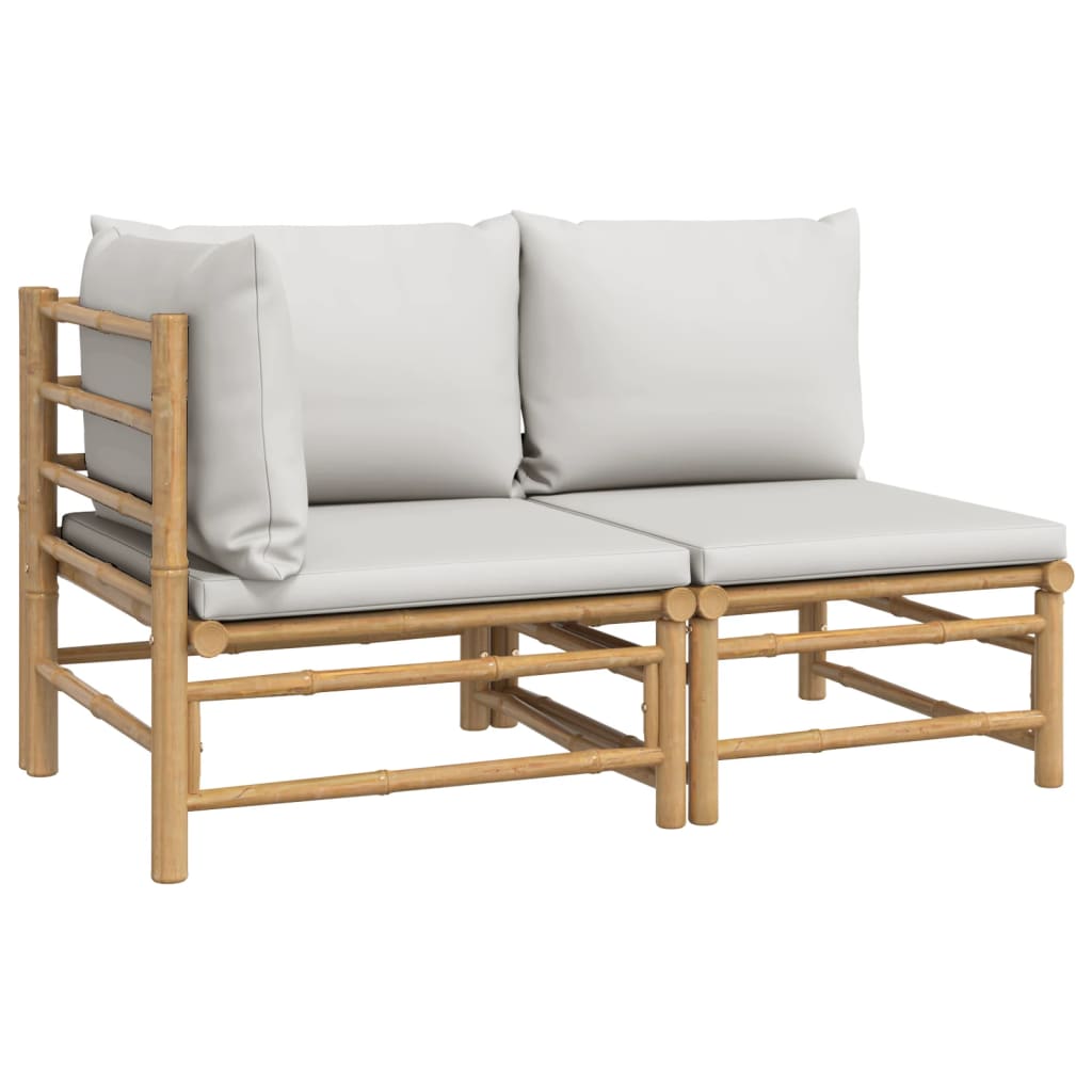 2-delige Loungeset met kussens bamboe lightgrijs is nu te koop bij PeponiXL, paradijselijk wonen!