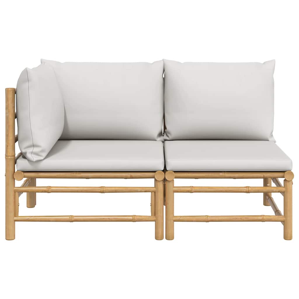 2-delige Loungeset met kussens bamboe lightgrijs is nu te koop bij PeponiXL, paradijselijk wonen!