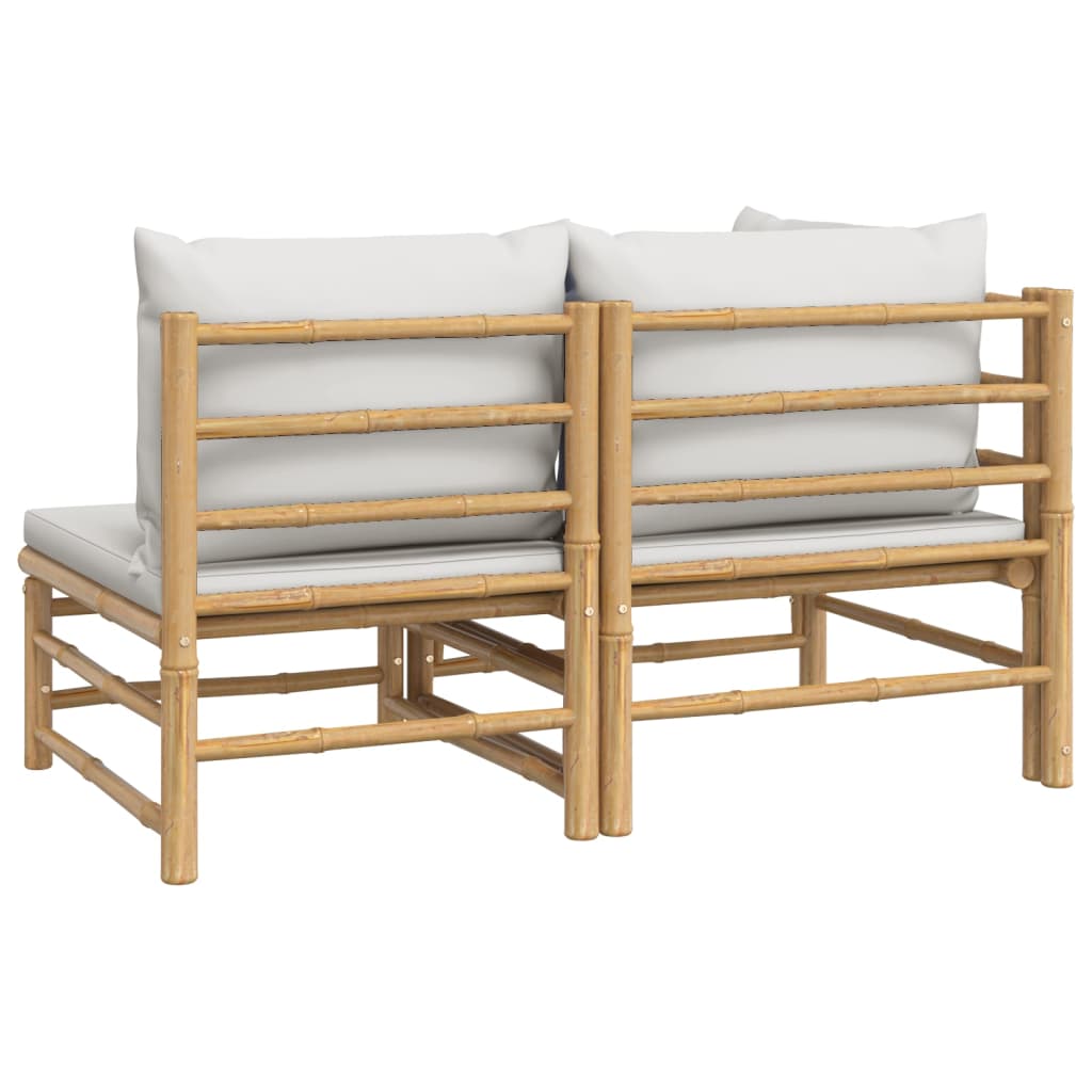 2-delige Loungeset met kussens bamboe lightgrijs is nu te koop bij PeponiXL, paradijselijk wonen!