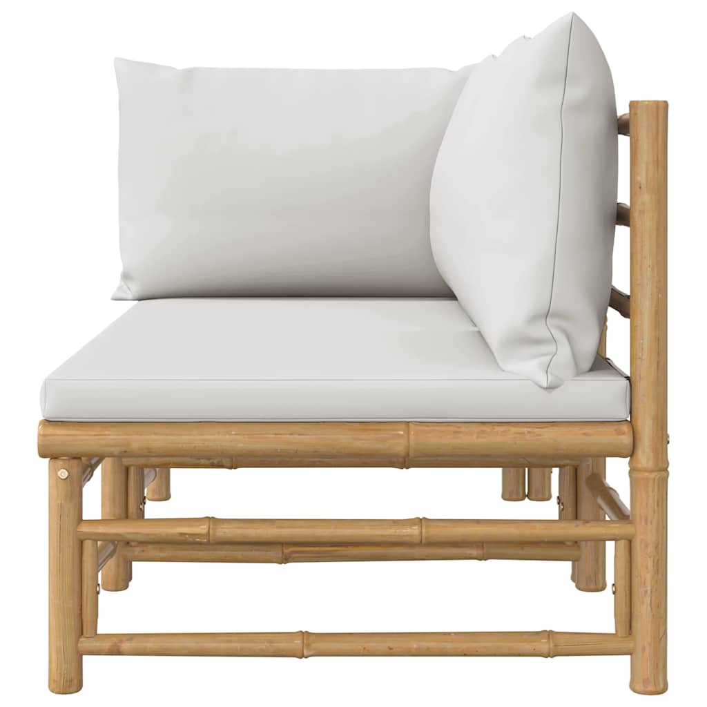 2-delige Loungeset met kussens bamboe lightgrijs is nu te koop bij PeponiXL, paradijselijk wonen!