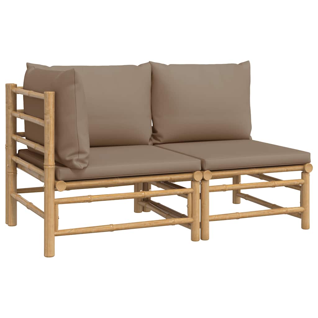 2-delige Loungeset met kussens bamboe taupe is nu te koop bij PeponiXL, paradijselijk wonen!