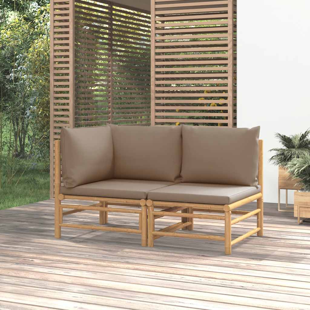 2-delige Loungeset met kussens bamboe taupe is nu te koop bij PeponiXL, paradijselijk wonen!