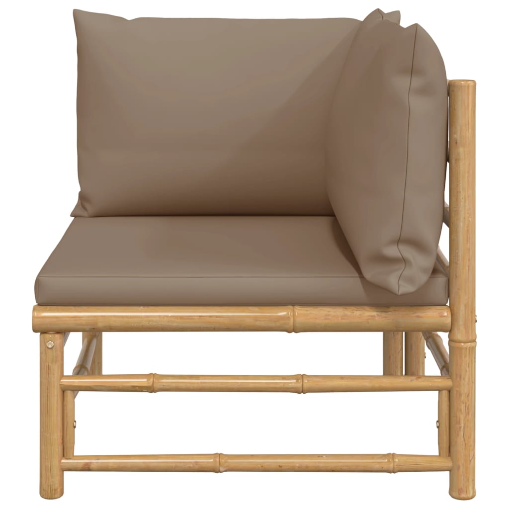 Tuinhoekbank met kussens bamboe taupe is nu te koop bij PeponiXL, paradijselijk wonen!