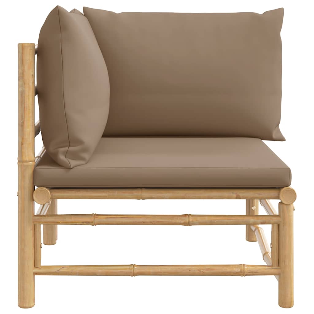 Tuinhoekbank met kussens bamboe taupe is nu te koop bij PeponiXL, paradijselijk wonen!