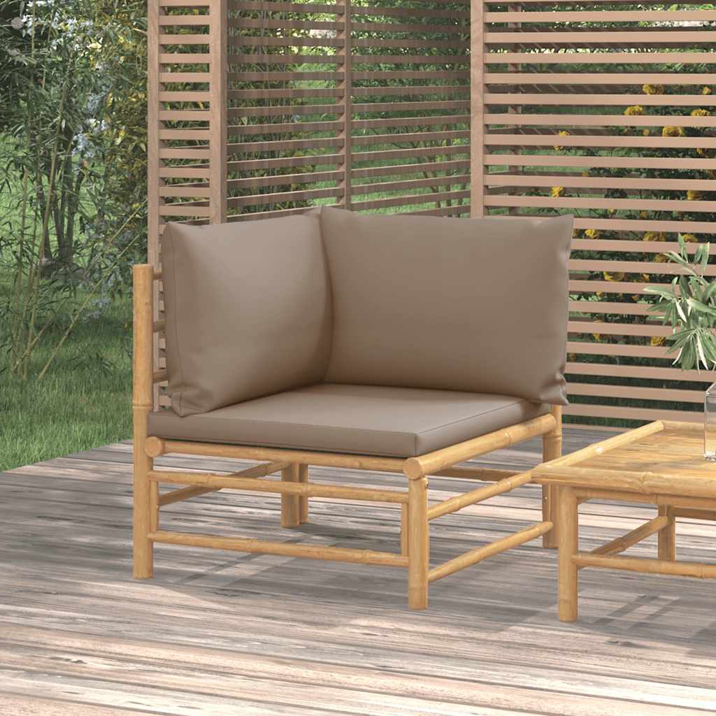 Tuinhoekbank met kussens bamboe taupe is nu te koop bij PeponiXL, paradijselijk wonen!