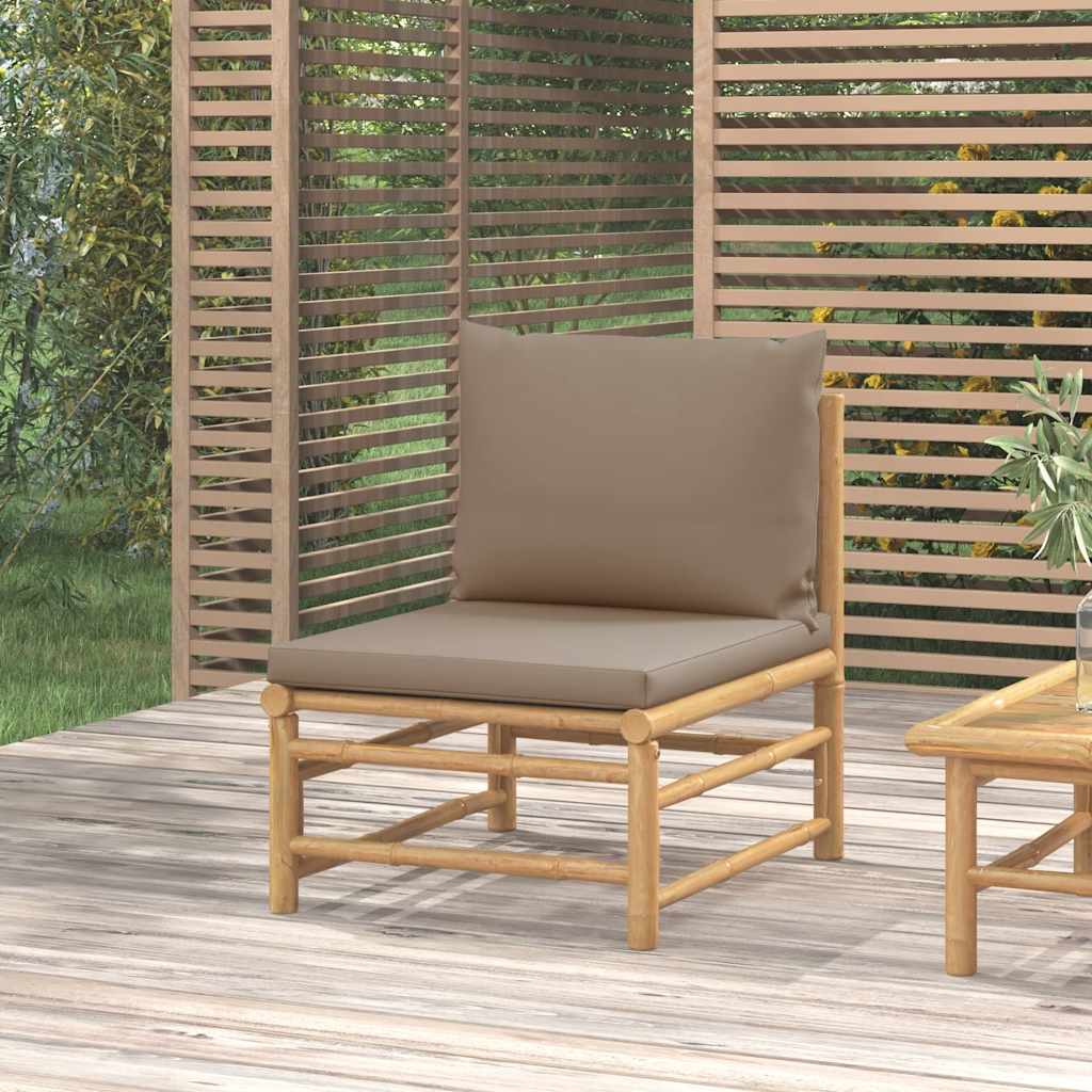 Tuinmiddenbank met kussens bamboe taupe is nu te koop bij PeponiXL, paradijselijk wonen!