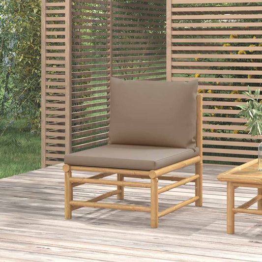 Tuinmiddenbank met kussens bamboe taupe is nu te koop bij PeponiXL, paradijselijk wonen!