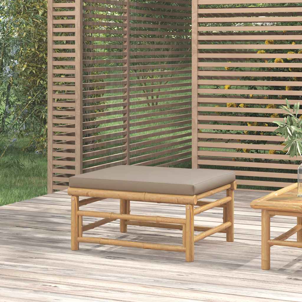 Tuinvoetenbank met kussen bamboe taupe is nu te koop bij PeponiXL, paradijselijk wonen!