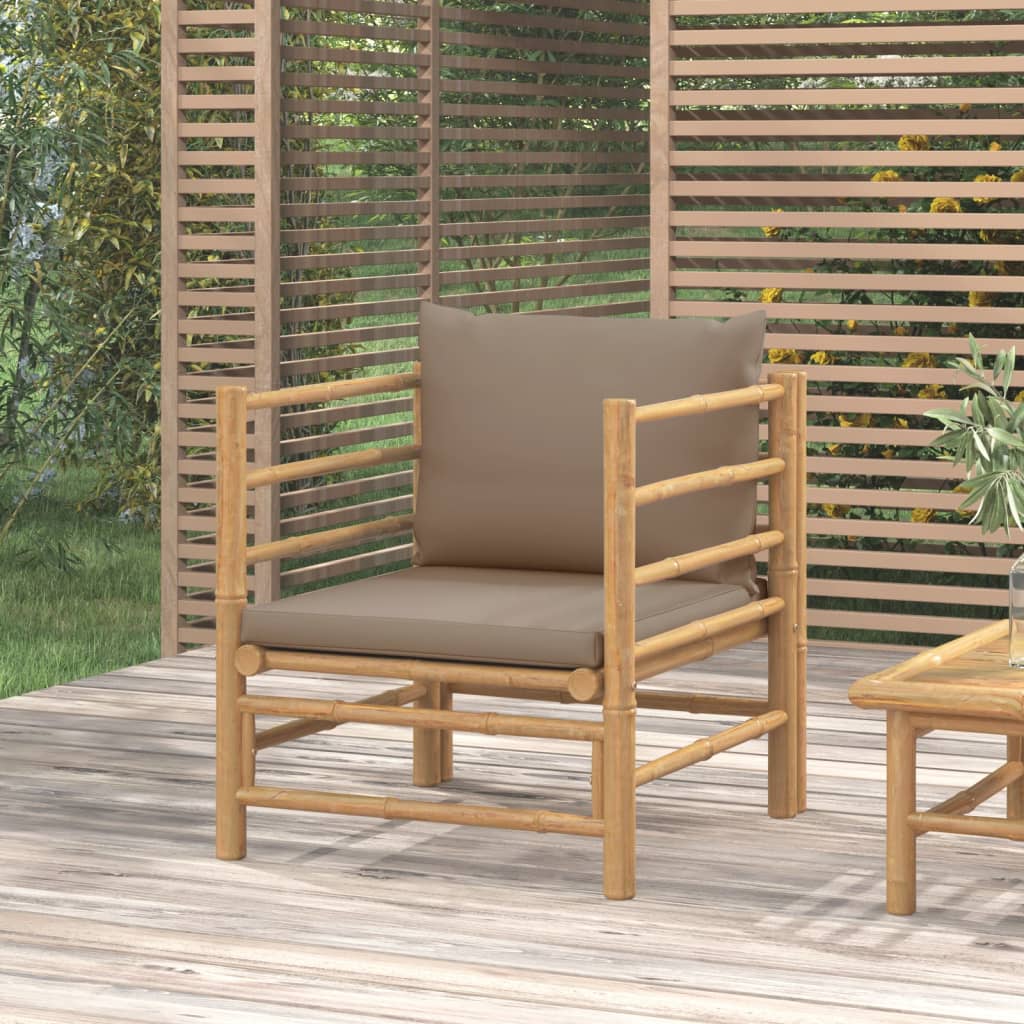 Tuinbank met kussens bamboe taupe is nu te koop bij PeponiXL, paradijselijk wonen!