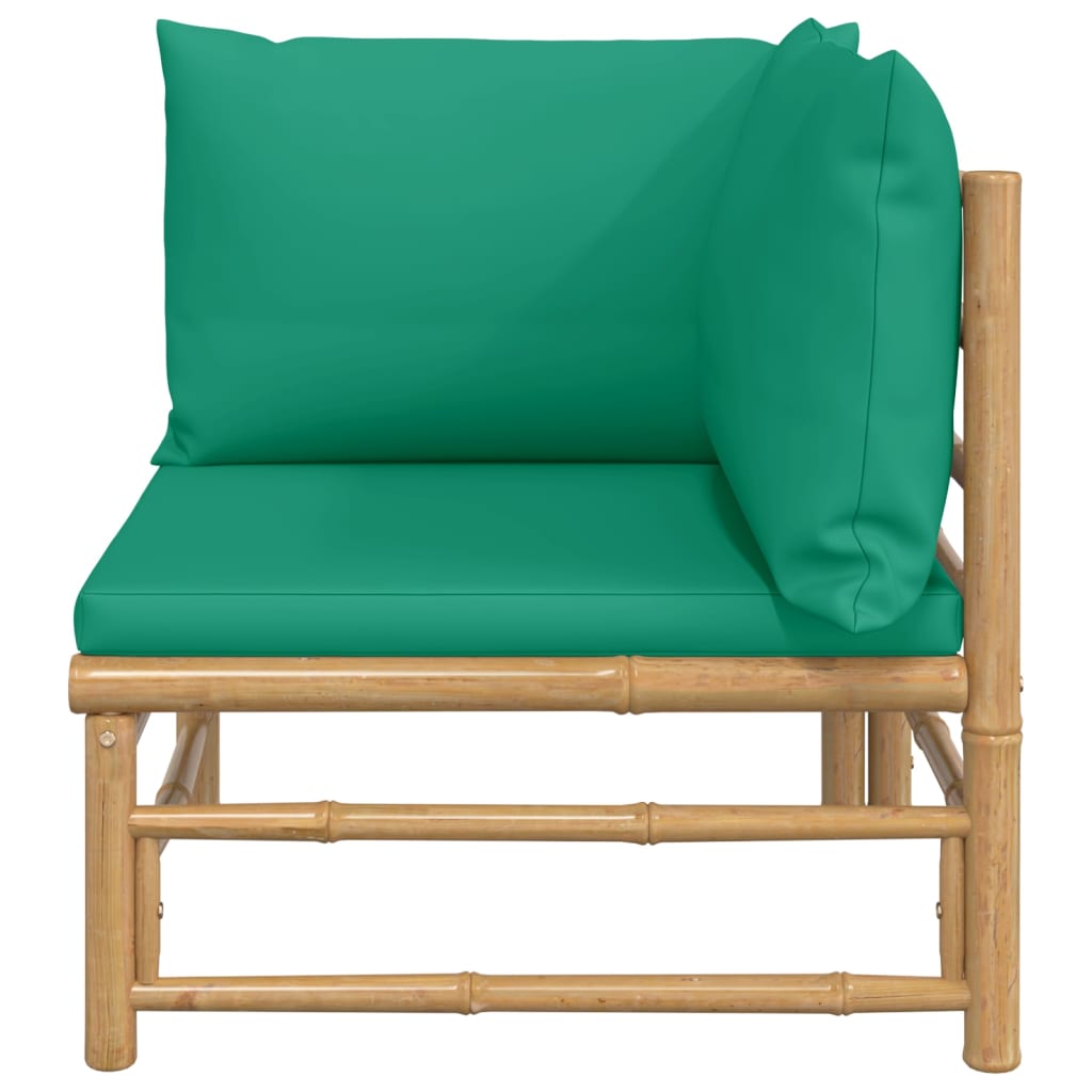 Tuinhoekbank met kussens bamboe groen is nu te koop bij PeponiXL, paradijselijk wonen!