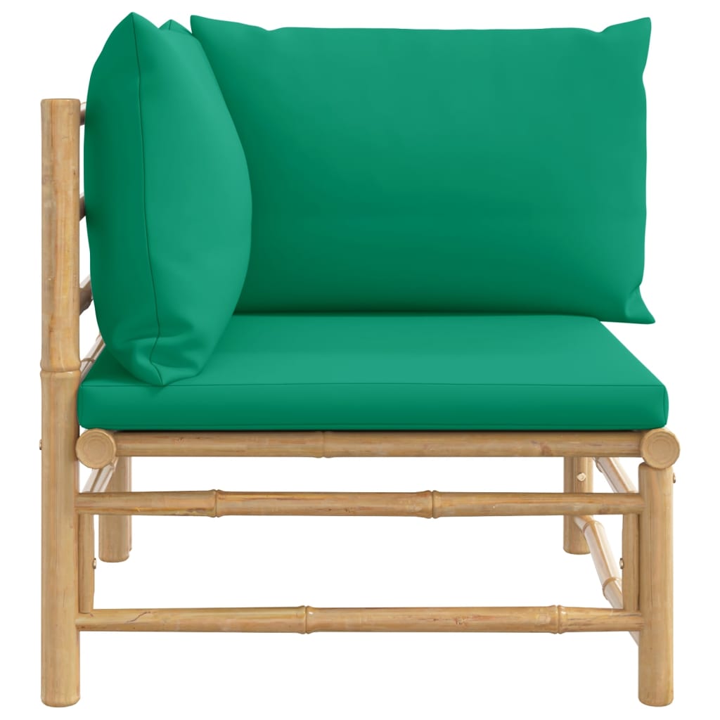 Tuinhoekbank met kussens bamboe groen is nu te koop bij PeponiXL, paradijselijk wonen!