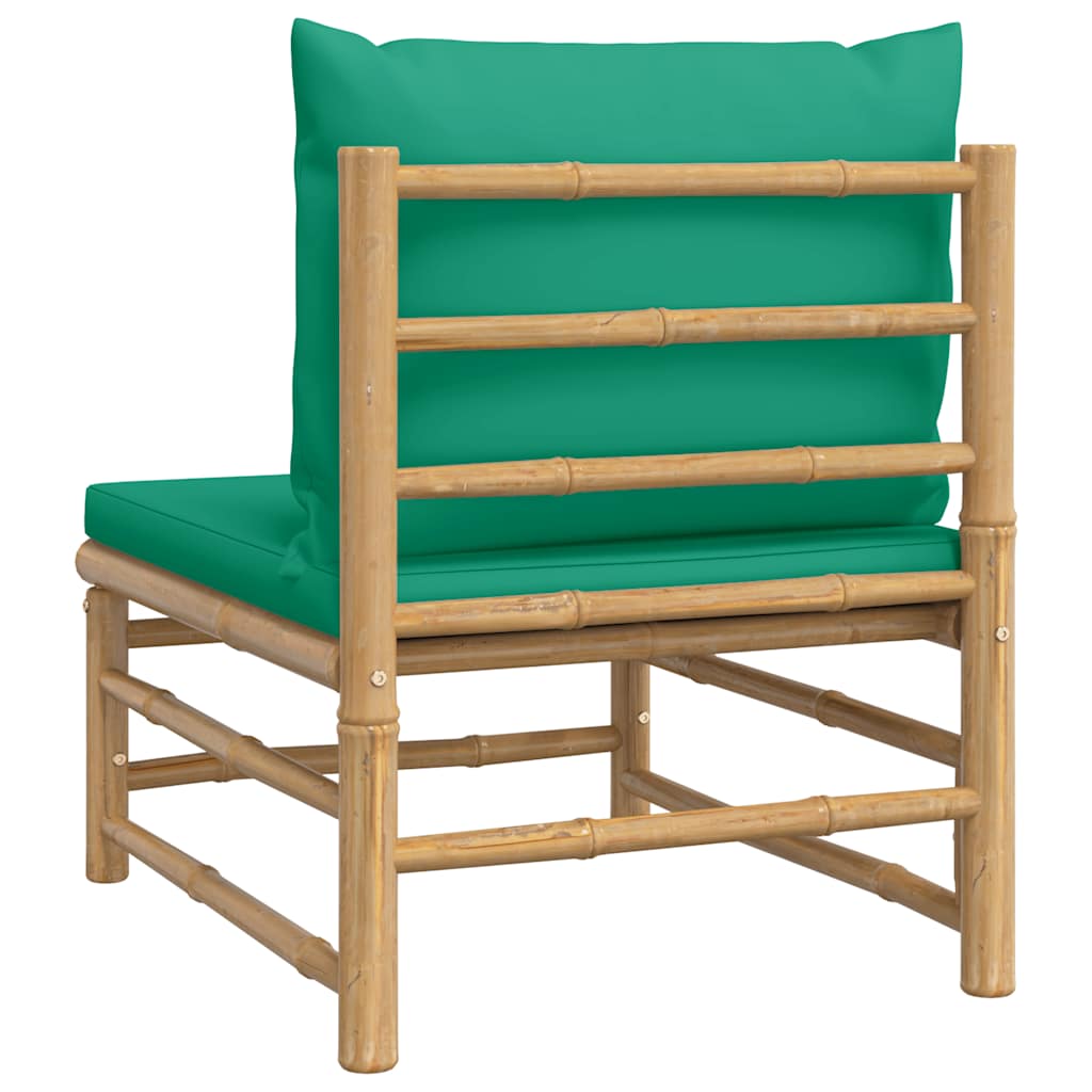 Tuinmiddenbank met kussens bamboe groen is nu te koop bij PeponiXL, paradijselijk wonen!