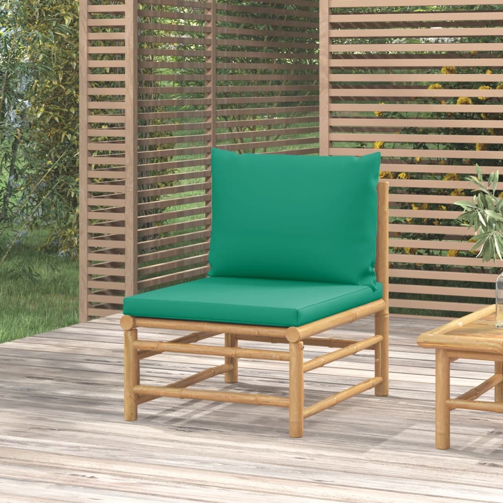 Tuinmiddenbank met kussens bamboe groen is nu te koop bij PeponiXL, paradijselijk wonen!