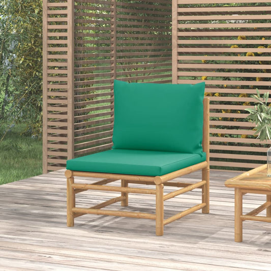 Tuinmiddenbank met kussens bamboe groen is nu te koop bij PeponiXL, paradijselijk wonen!