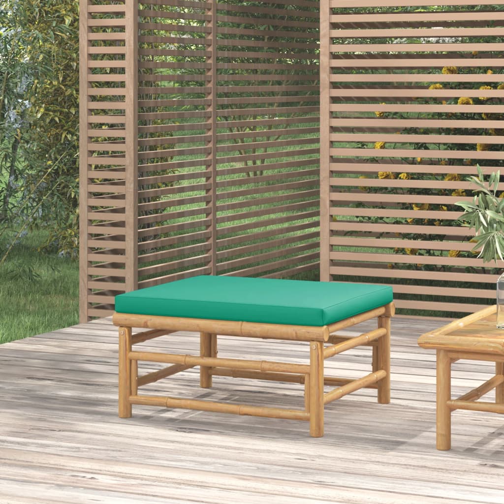 Tuinvoetenbank met kussen bamboe groen is nu te koop bij PeponiXL, paradijselijk wonen!