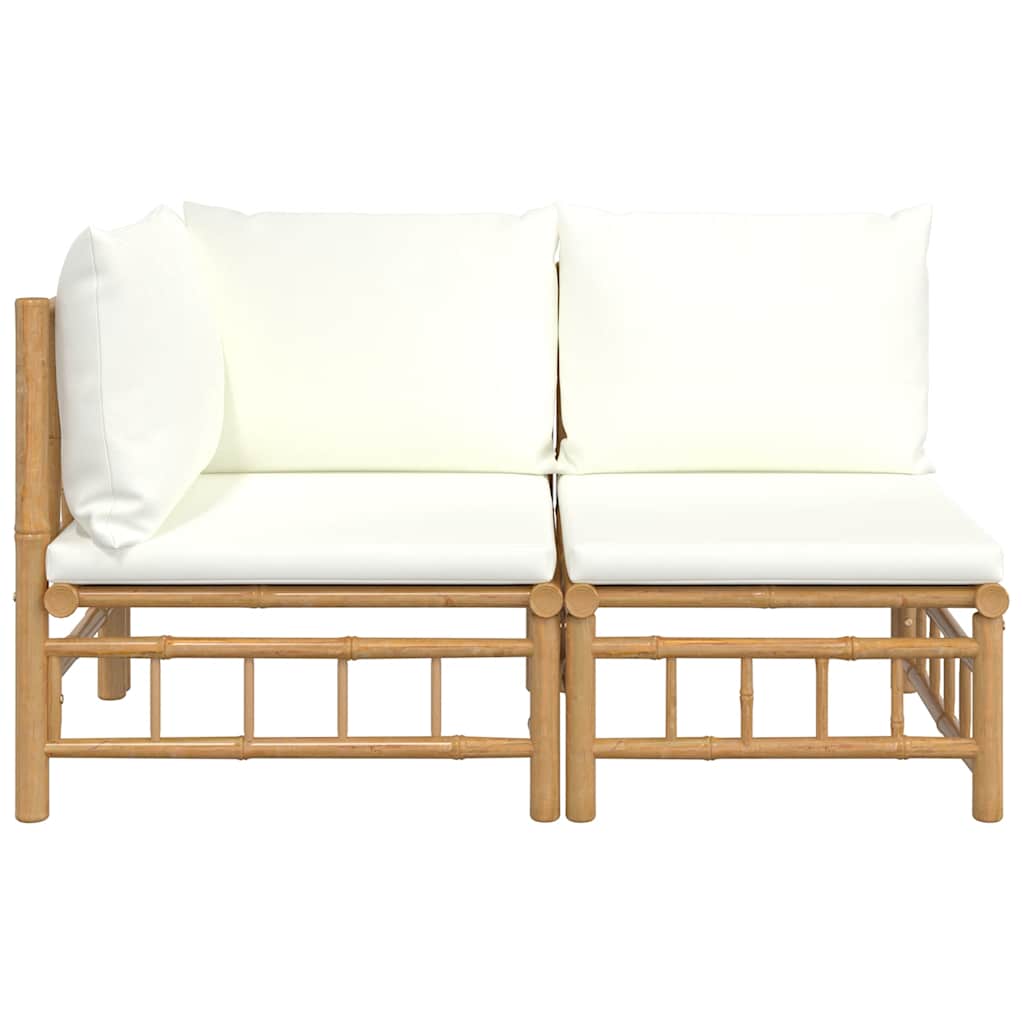 2-delige Loungeset met kussens bamboe crèmewit is nu te koop bij PeponiXL, paradijselijk wonen!