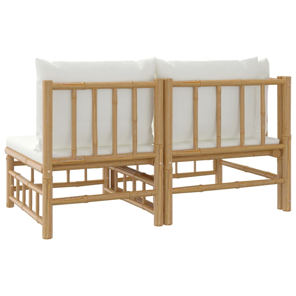 2-delige Loungeset met kussens bamboe crèmewit is nu te koop bij PeponiXL, paradijselijk wonen!