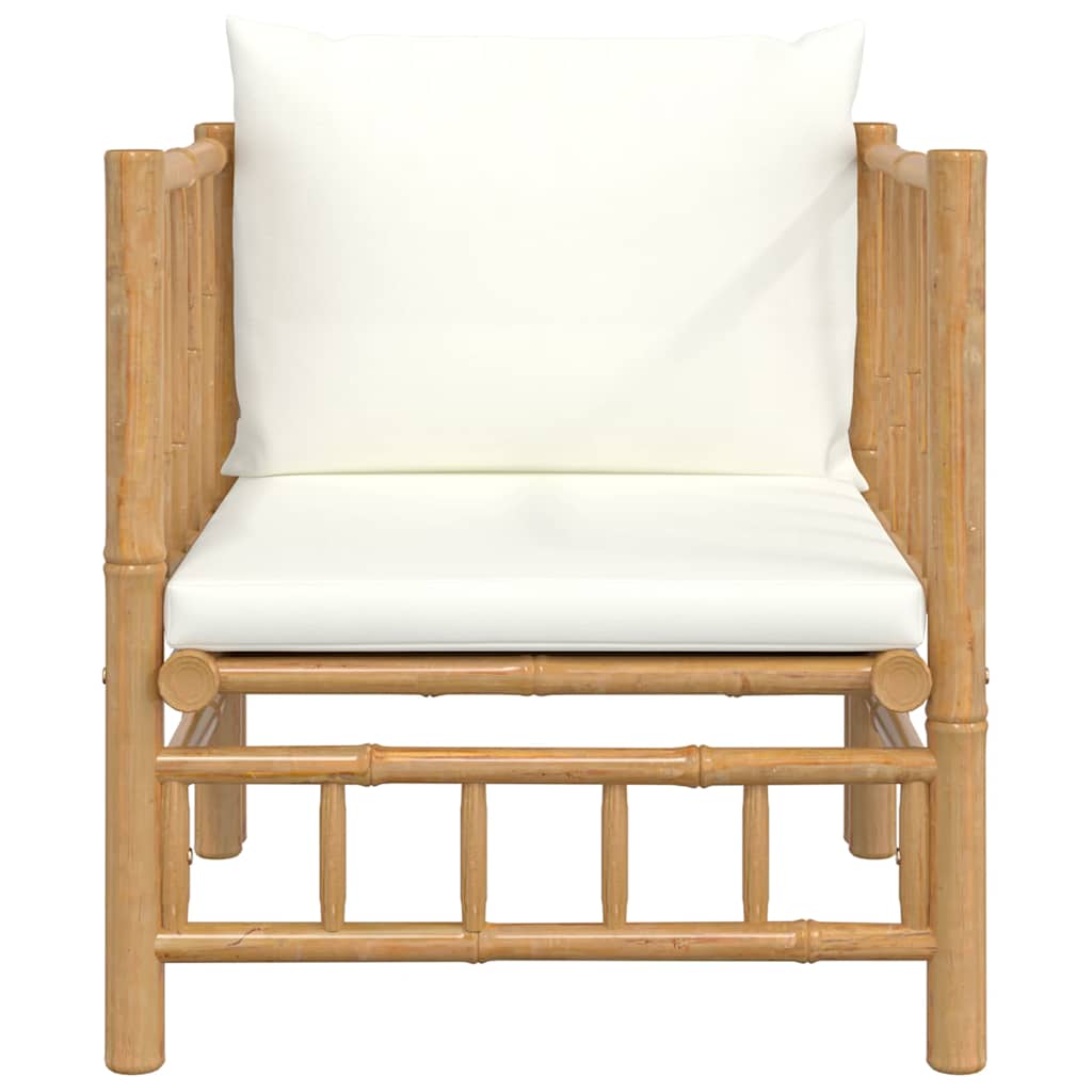Tuinbank met kussens bamboe crèmewit is nu te koop bij PeponiXL, paradijselijk wonen!