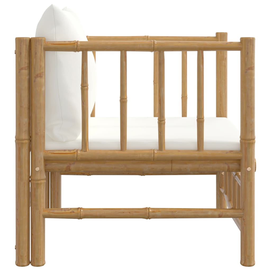 Tuinbank met kussens bamboe crèmewit is nu te koop bij PeponiXL, paradijselijk wonen!