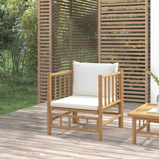 Tuinbank met kussens bamboe crèmewit is nu te koop bij PeponiXL, paradijselijk wonen!