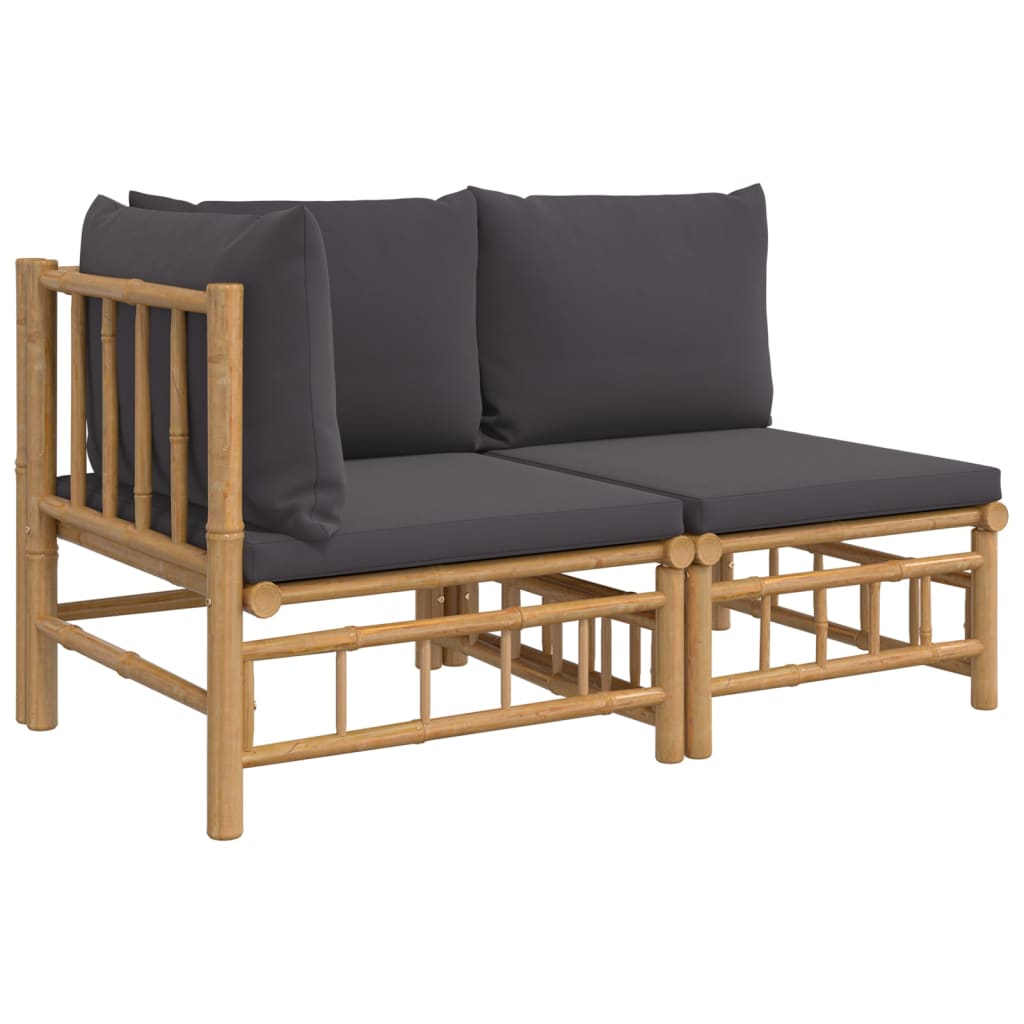 2-delige Loungeset met kussens bamboe donkergrijs is nu te koop bij PeponiXL, paradijselijk wonen!