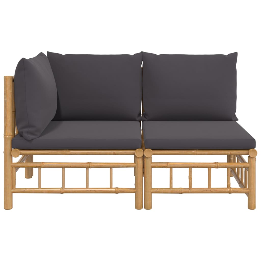 2-delige Loungeset met kussens bamboe donkergrijs is nu te koop bij PeponiXL, paradijselijk wonen!