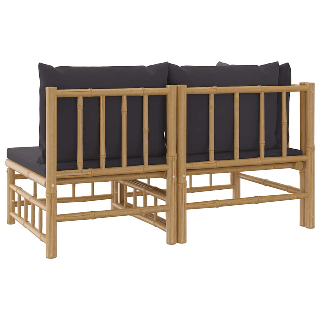 2-delige Loungeset met kussens bamboe donkergrijs is nu te koop bij PeponiXL, paradijselijk wonen!