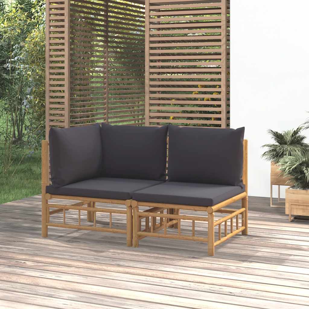 2-delige Loungeset met kussens bamboe donkergrijs is nu te koop bij PeponiXL, paradijselijk wonen!