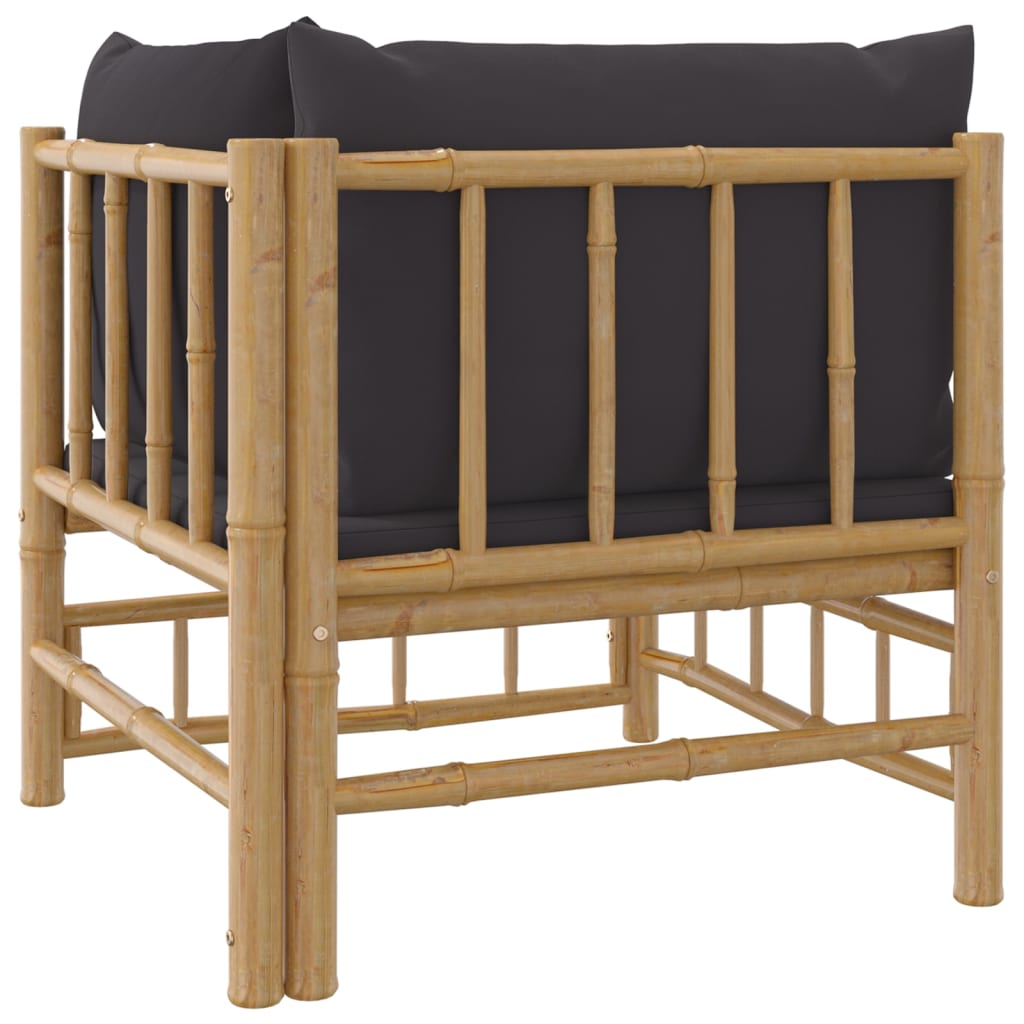 Tuinhoekbank met kussens bamboe donkergrijs is nu te koop bij PeponiXL, paradijselijk wonen!