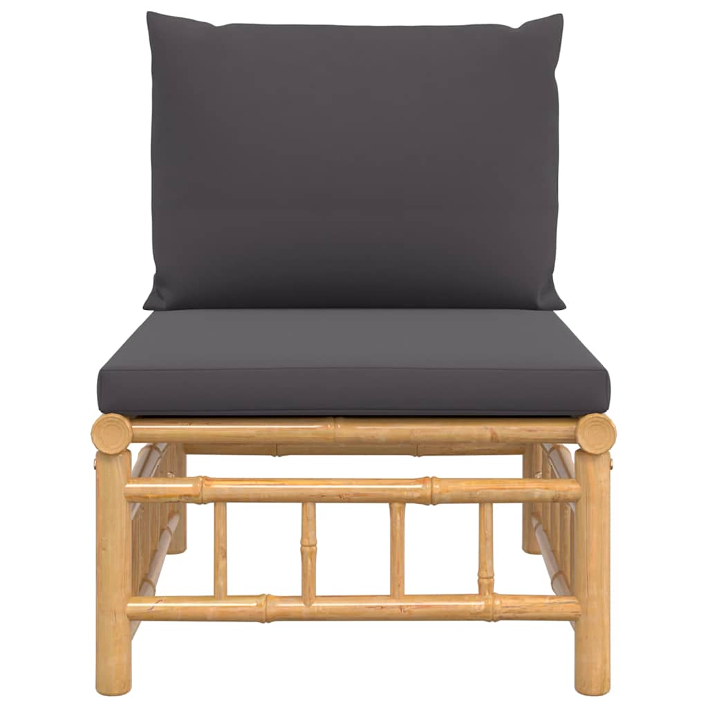 Tuinmiddenbank met kussens bamboe donkergrijs is nu te koop bij PeponiXL, paradijselijk wonen!