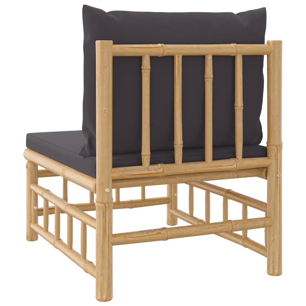 Tuinmiddenbank met kussens bamboe donkergrijs is nu te koop bij PeponiXL, paradijselijk wonen!